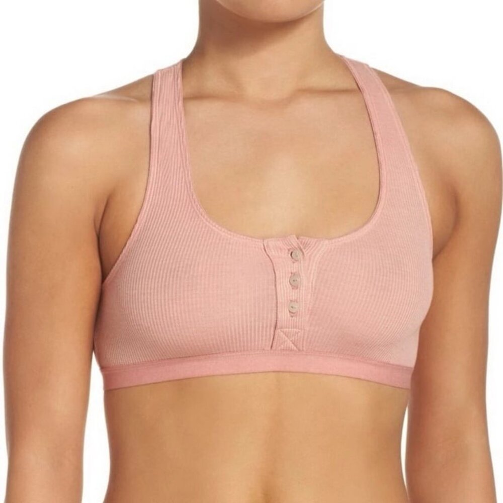 Madewell Rib Knit Front Button Brallete Women’s Large